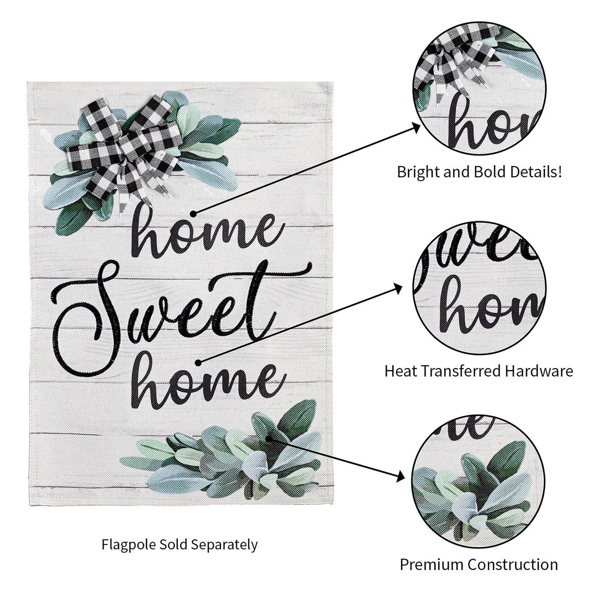 Home Sweet Home Eucalyptus Garden Burlap Flag