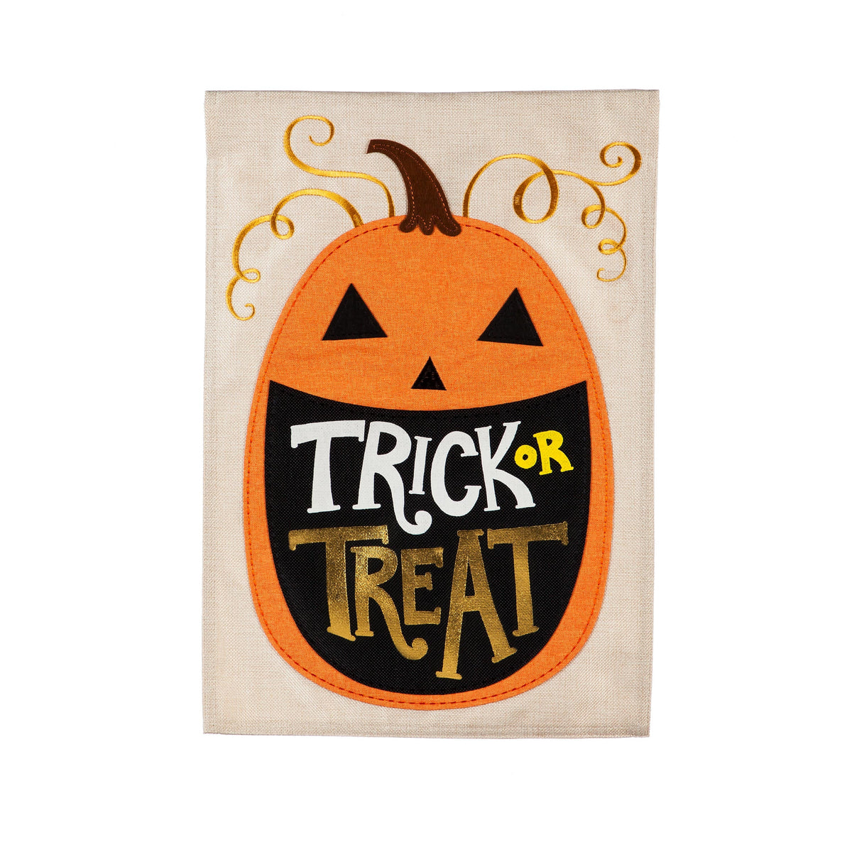 Trick-or-Treat Pumpkin Garden Burlap Flag