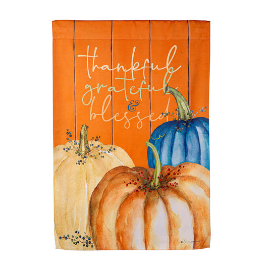Thankful, Grateful, and Blessed Suede House Flags