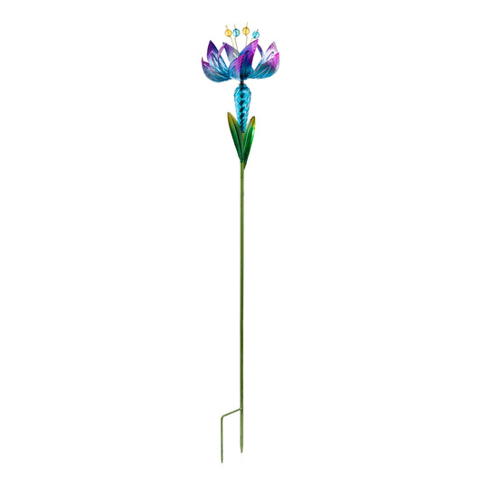 Flower Wind Spinner Garden Stake, Blue