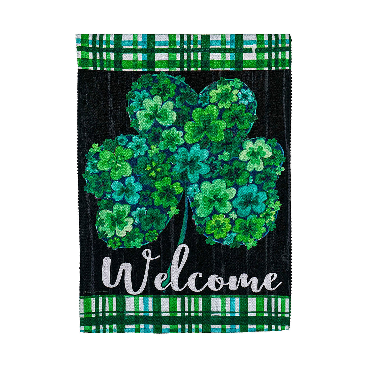 Shamrock Flowers House Textured Suede Flag