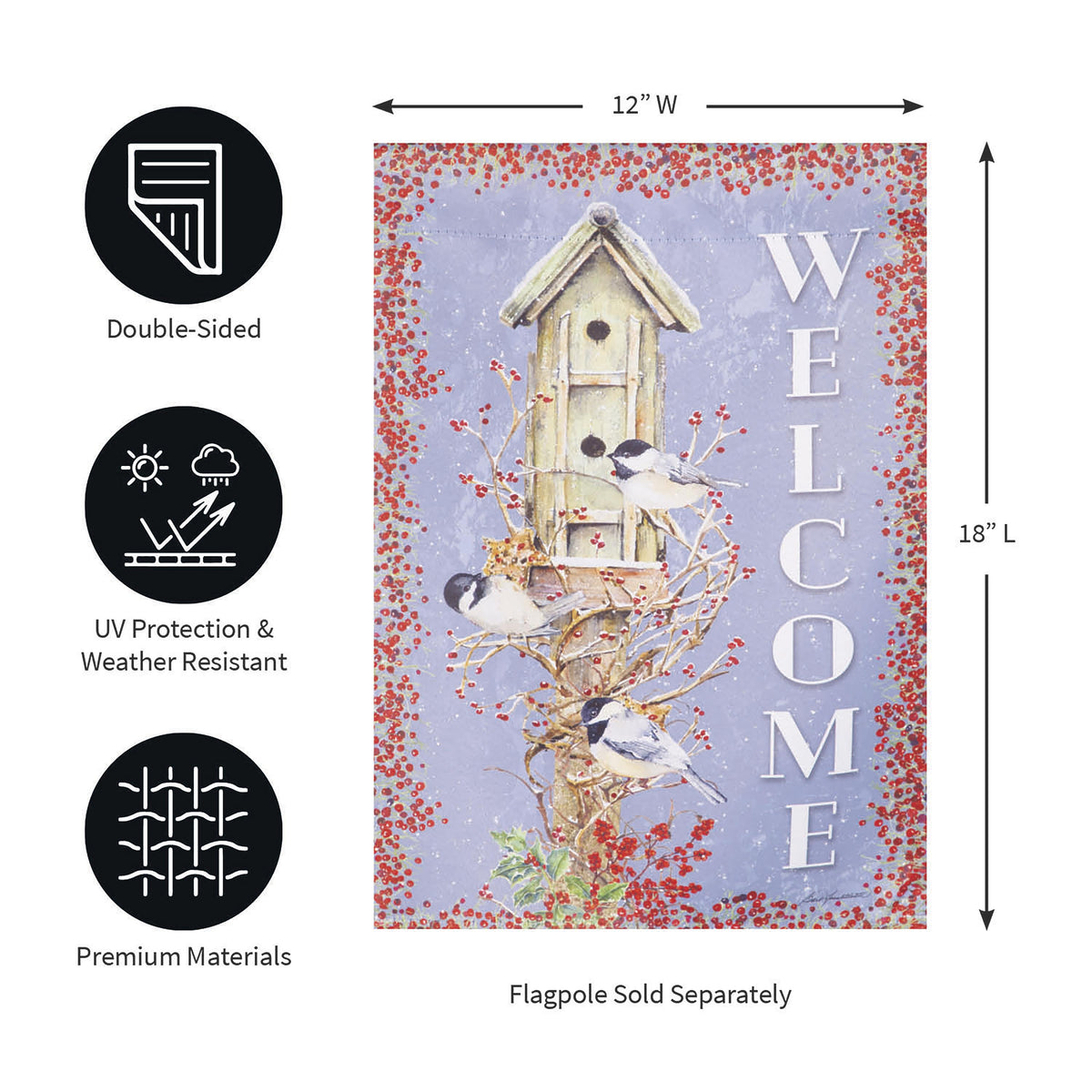 Chickadee Dee Dee's Suede Garden Flag