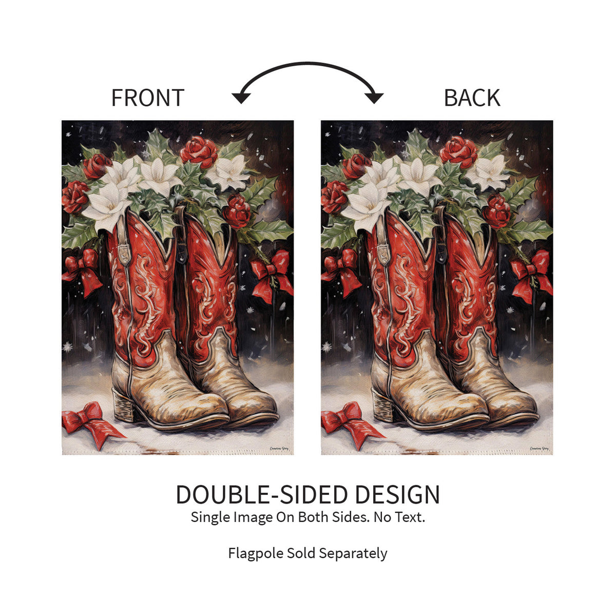 Red Christmas Cowboy Boots Suede Garden Flag