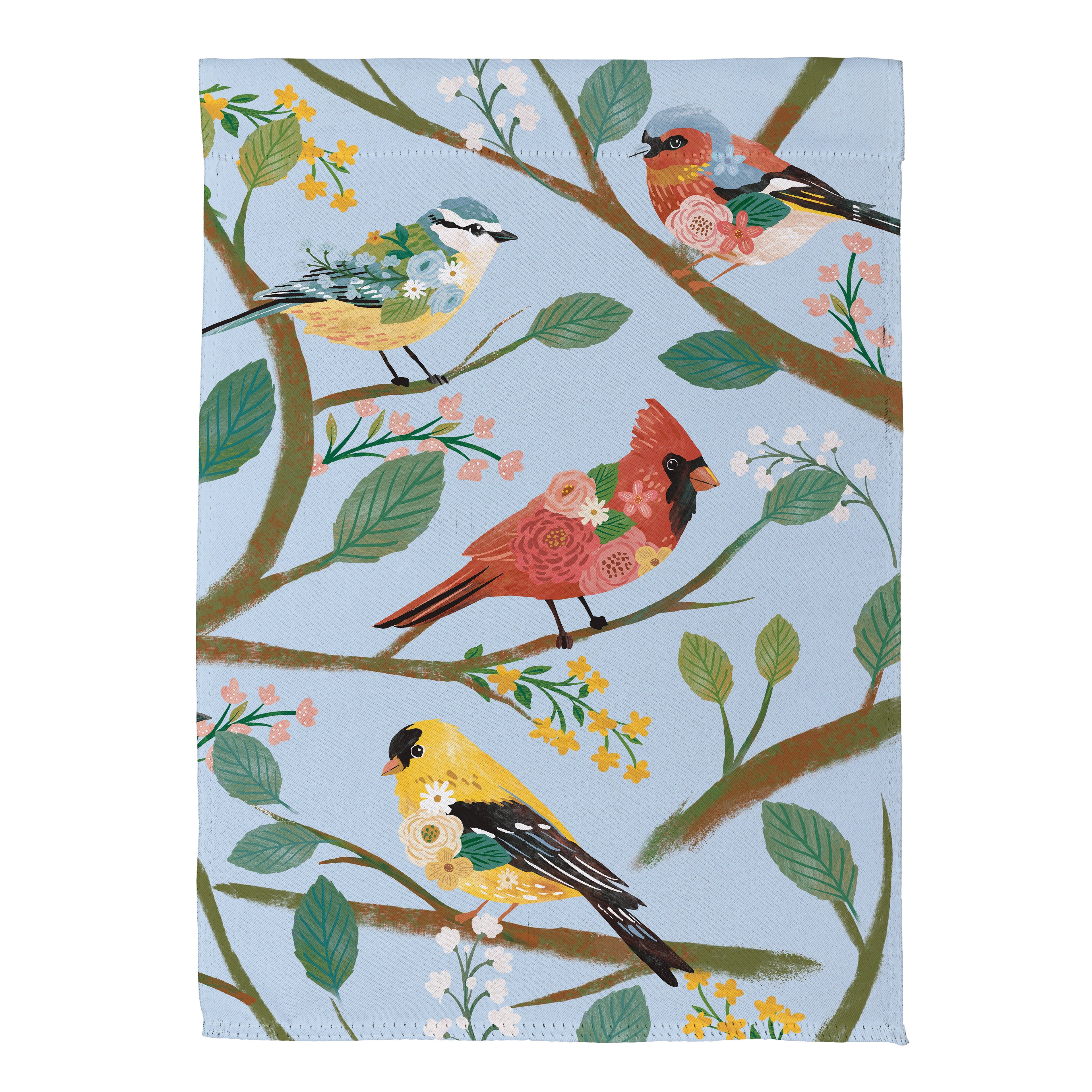Cottage Garden Birds Suede Garden Flag