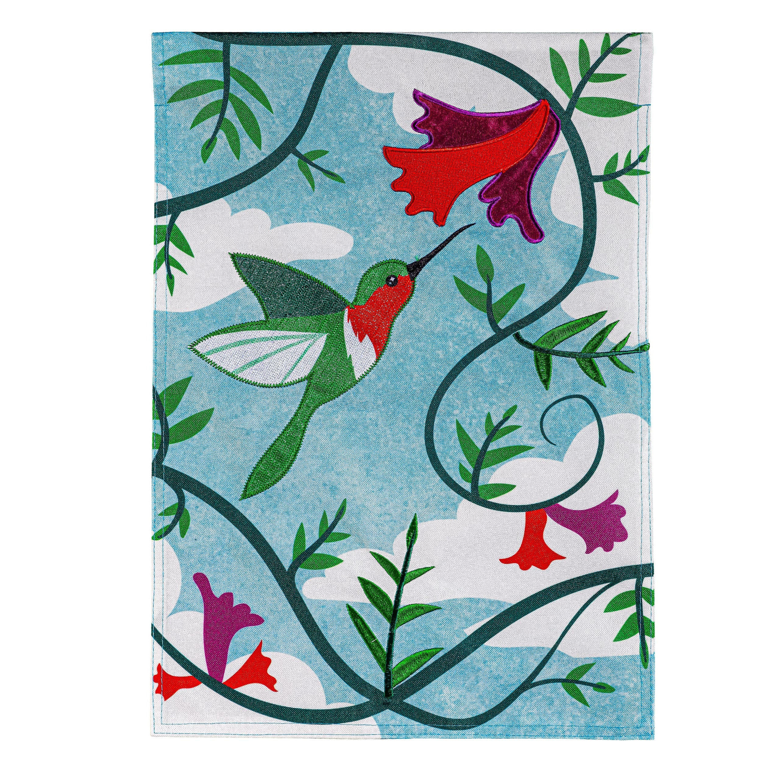 Hummingbird Applique Garden Flag