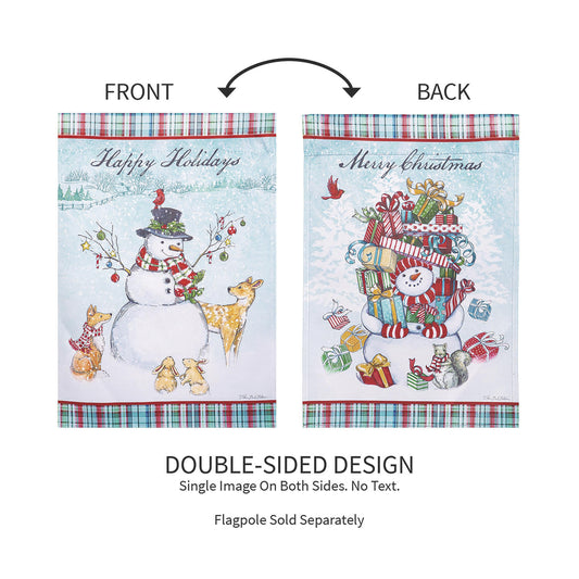 Snowman Holiday Reversible Suede Garden Flag