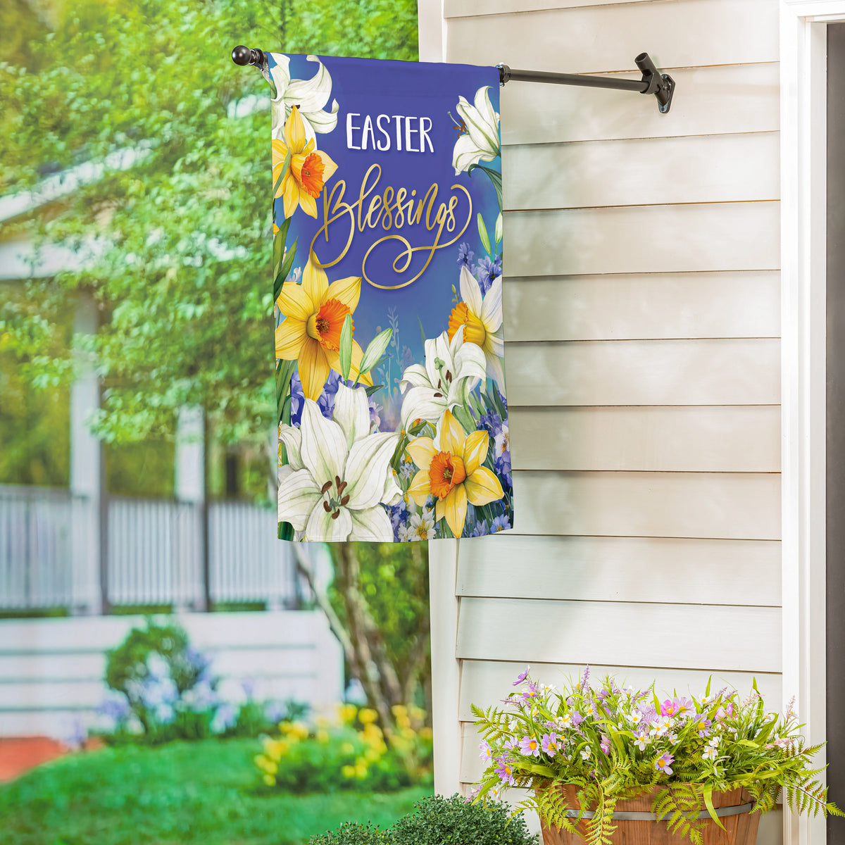 Blessings For Easter Suede House Flag