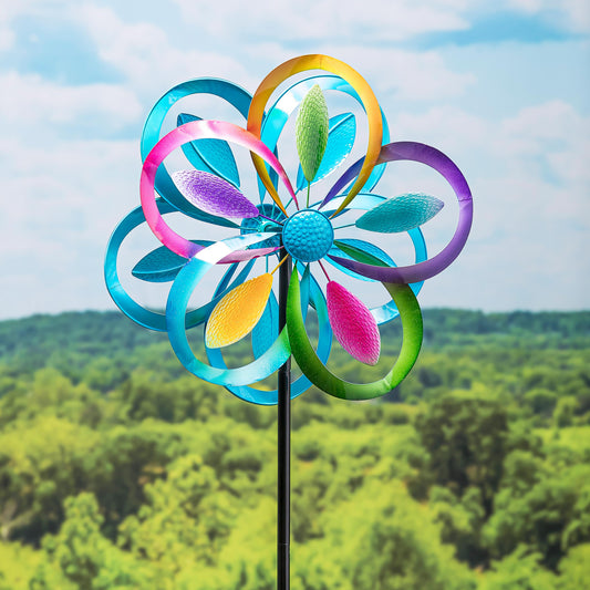 75"H Wind Spinner, Multi-Color Rings