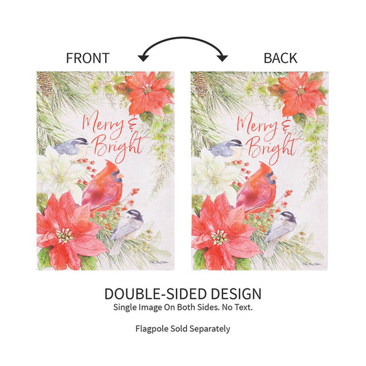 Merry and Bright Cardinal Suede House Flag
