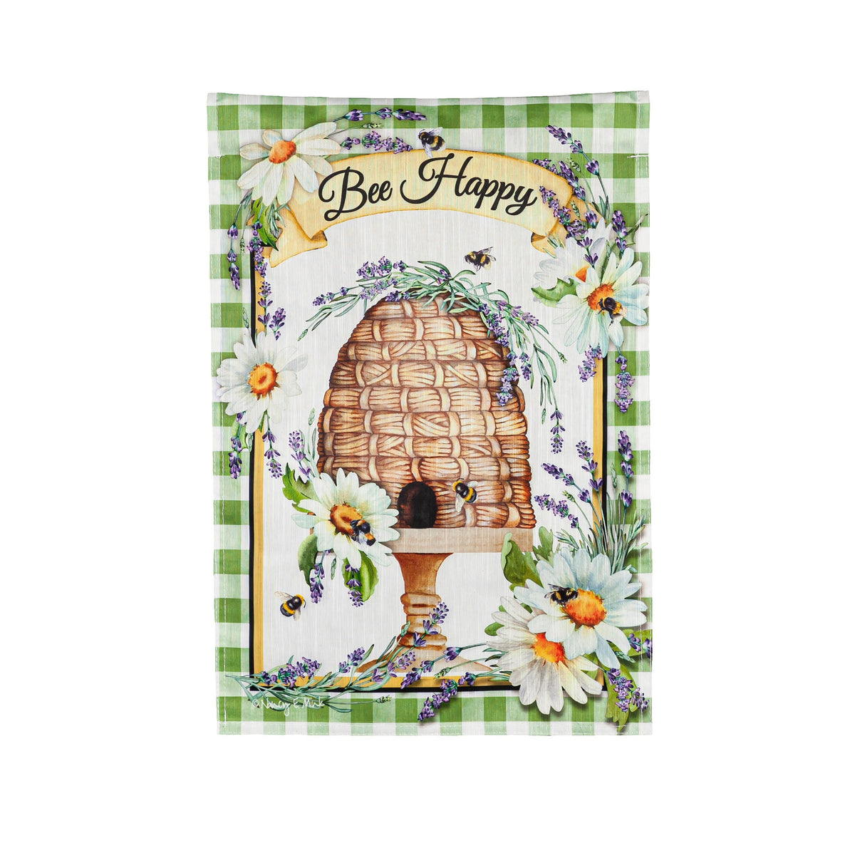 Happy Bee Hive Garden Strie Flag