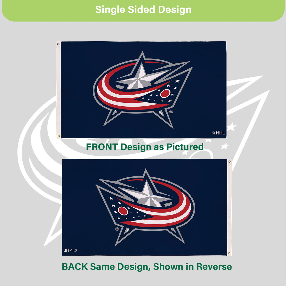 Columbus Blue Jackets Single Sided Flag with 2 Grommets, 3'x5'
