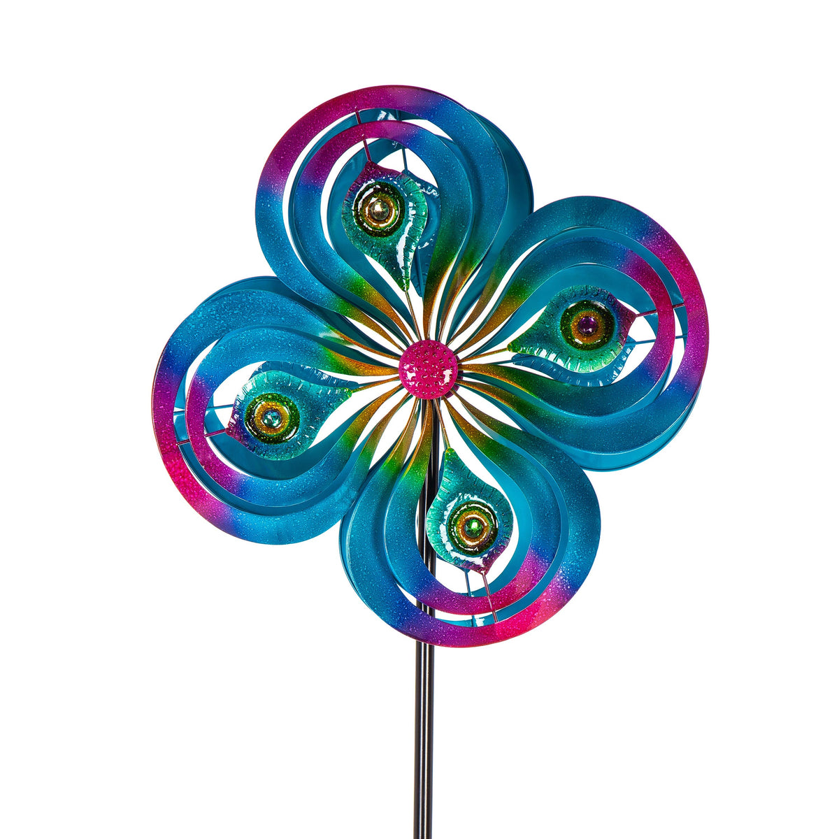 75"H Wind Spinner, Peacock Spirals