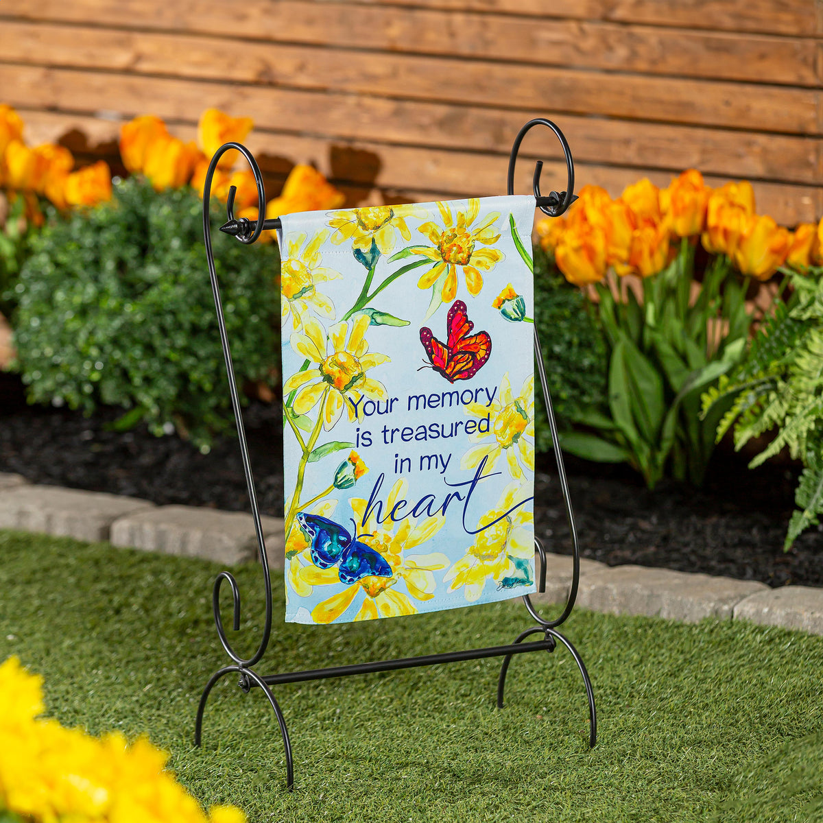 Treasured Memories Reversible Suede Garden Flag