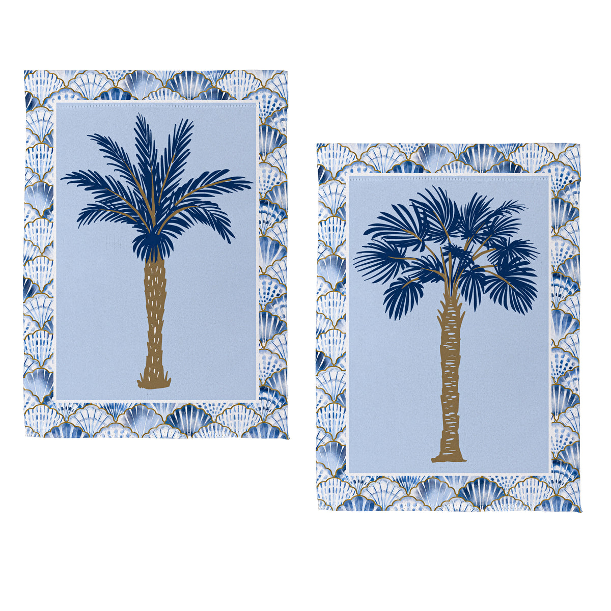 Blue Coastal Palm Trees Double Sided Suede Garden Flag