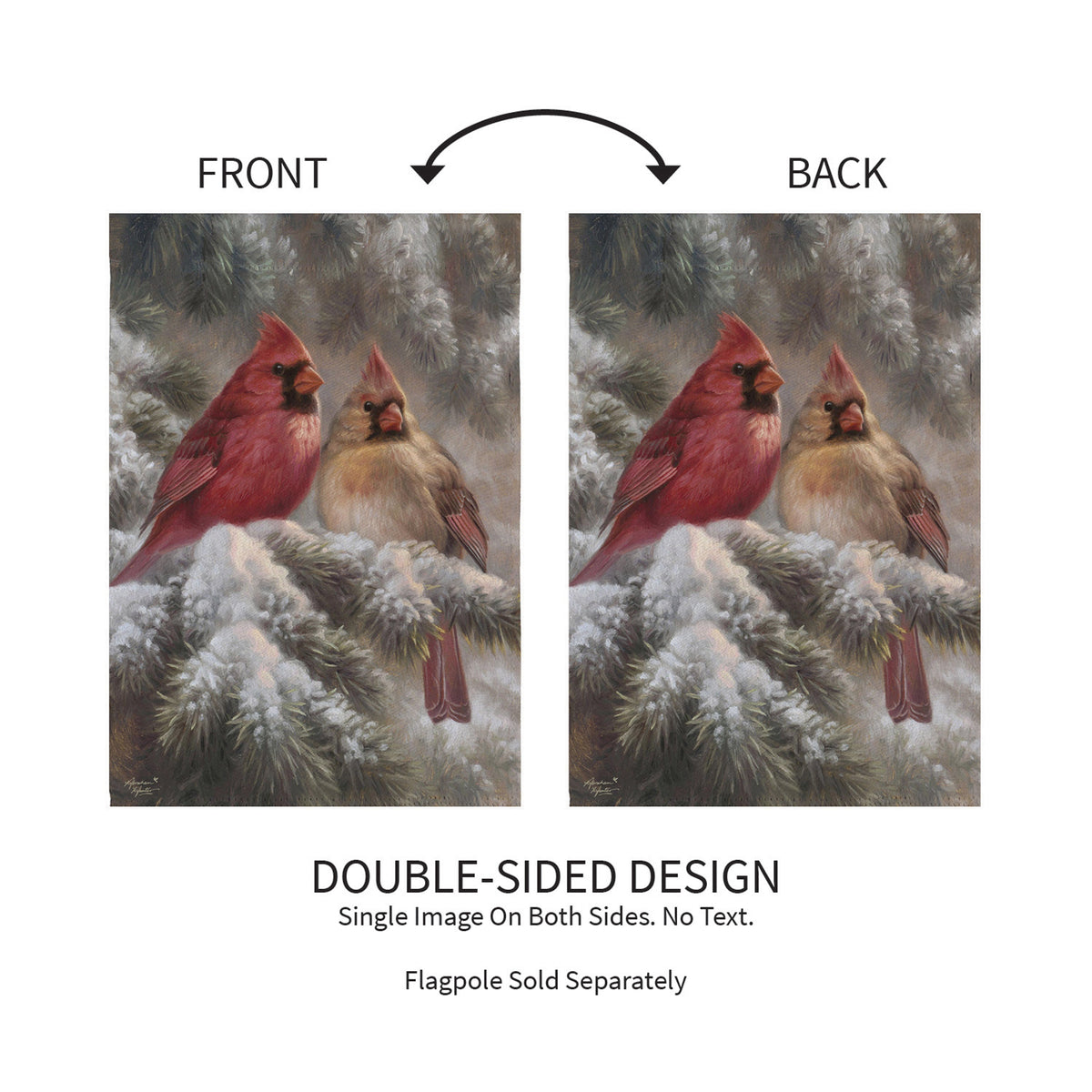 Frosted Cardinals Suede Garden Flag