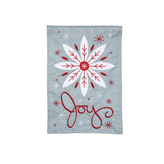 Joy Winter Snowfall Basic Applique Garden Flag