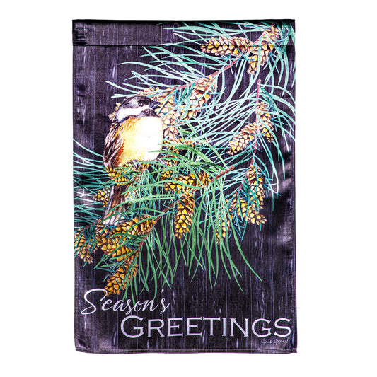 Season's Greeting Bird Lustre House Flag