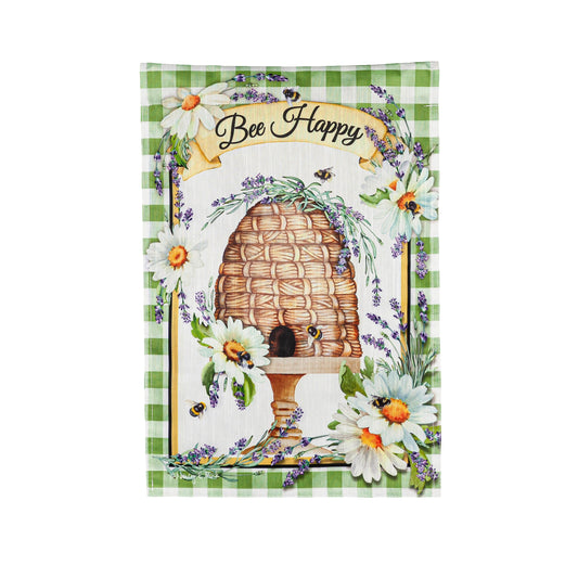 Happy Bee Hive Garden Strie Flag