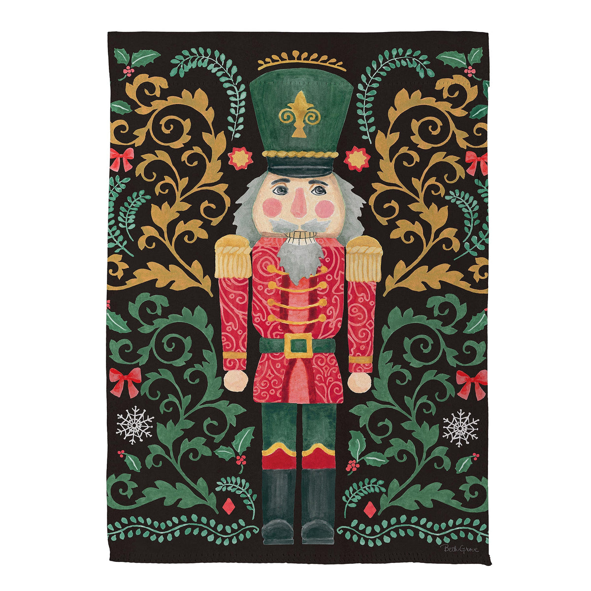 Nutcracker & Sleigh Suede House Flag
