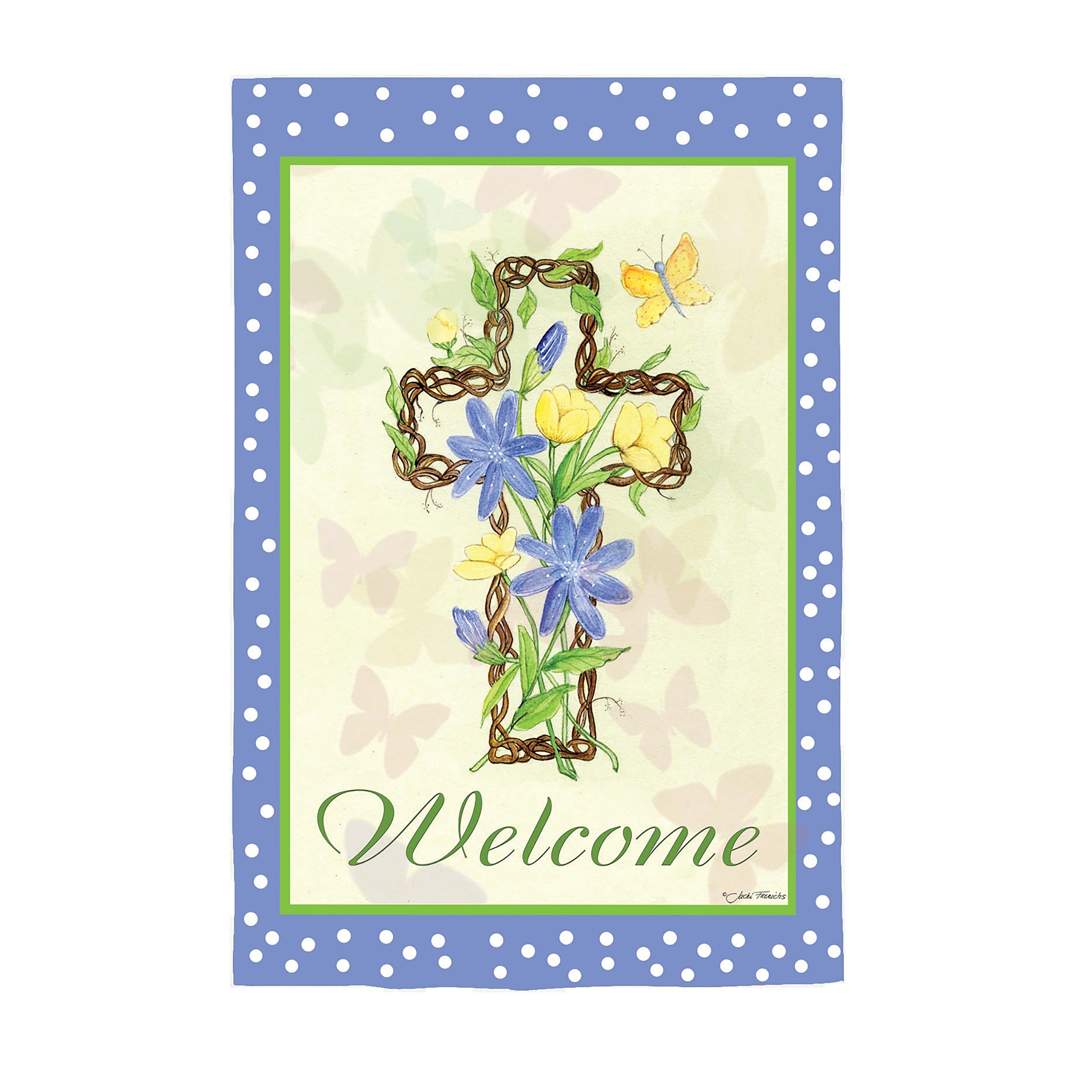 Easter Welcome Suede Garden Flag