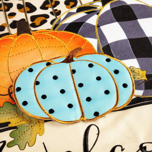 Mixed Print Pumpkins Garden Linen Flag