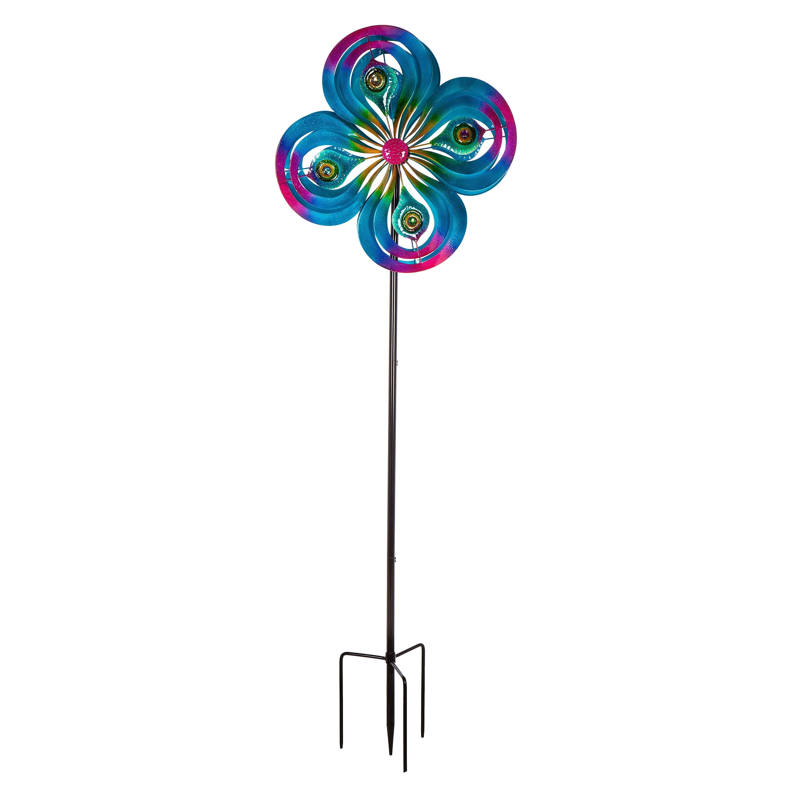 75"H Wind Spinner, Peacock Spirals