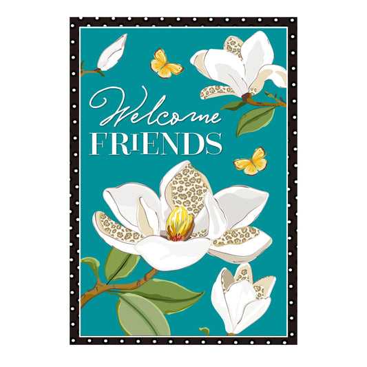 Leopard Magnolia Welcome Linen Garden Flag