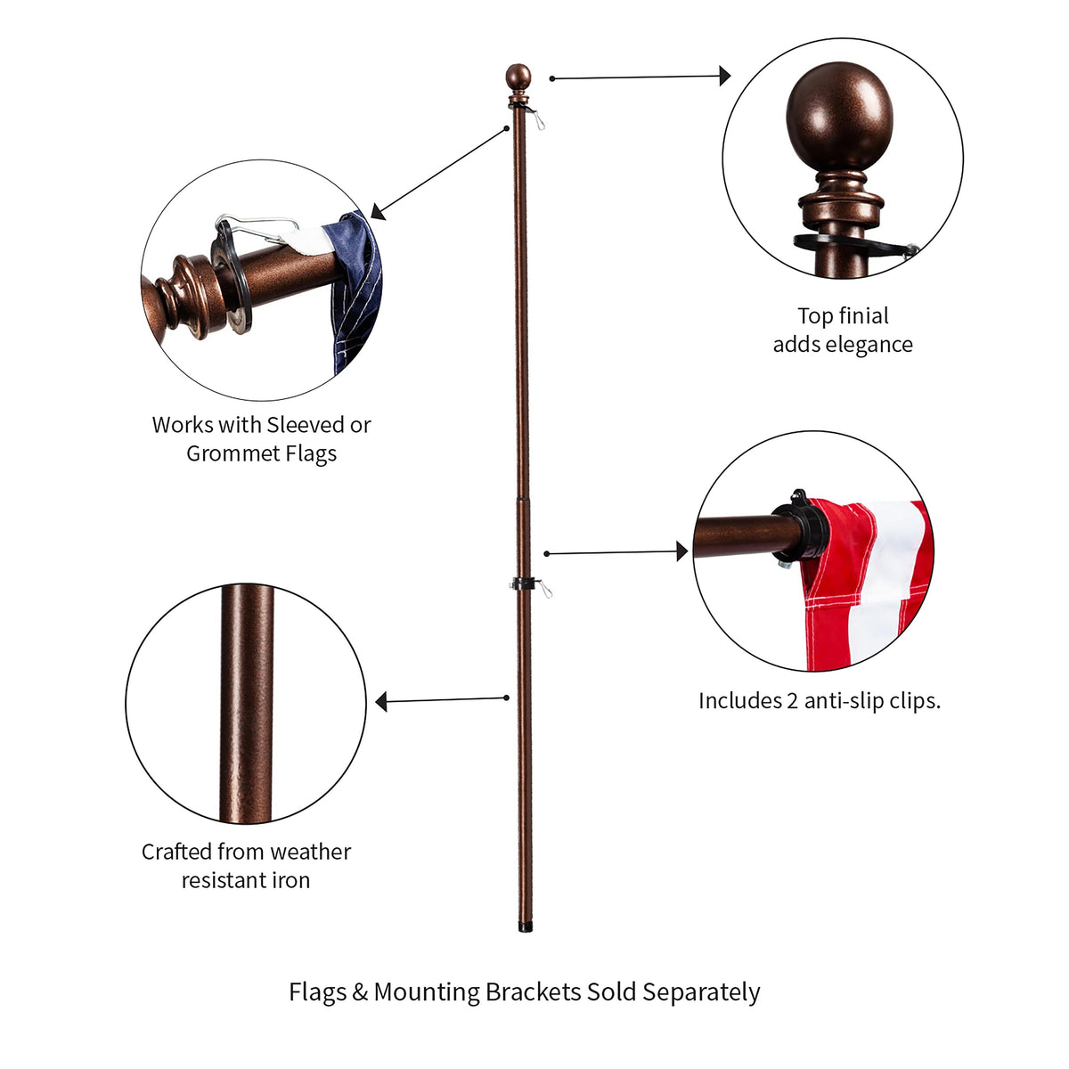 Extendable Metal House Flag Pole