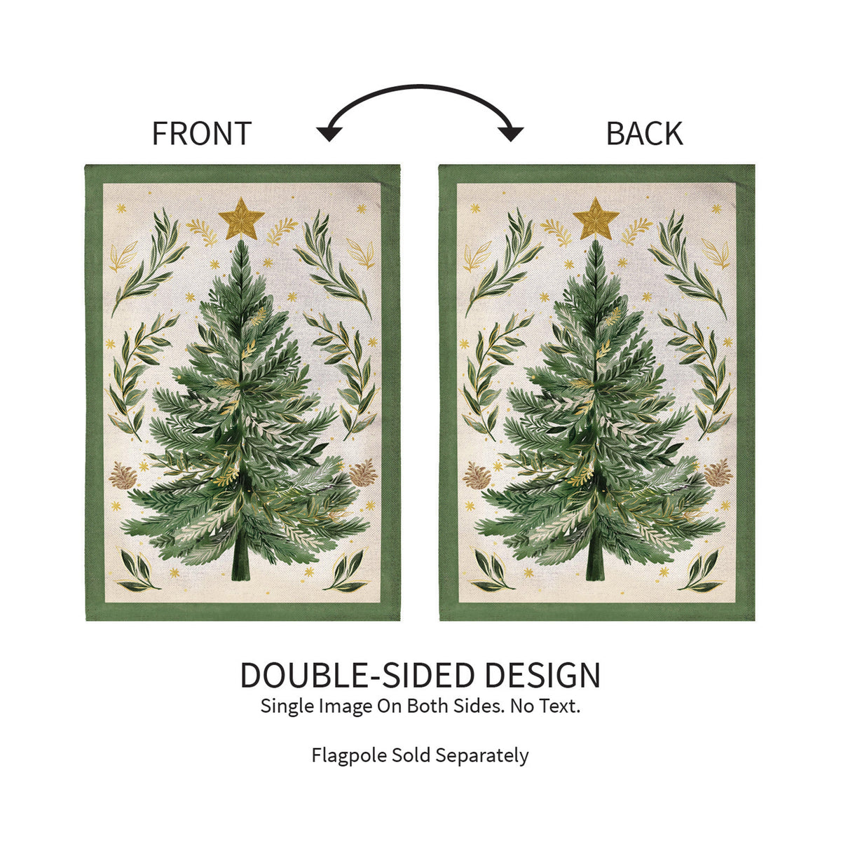 Christmas Tree With Acorn Burlap Garden Flag