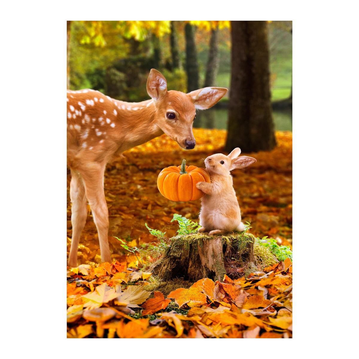 Faun And Bunny Suede House Flag