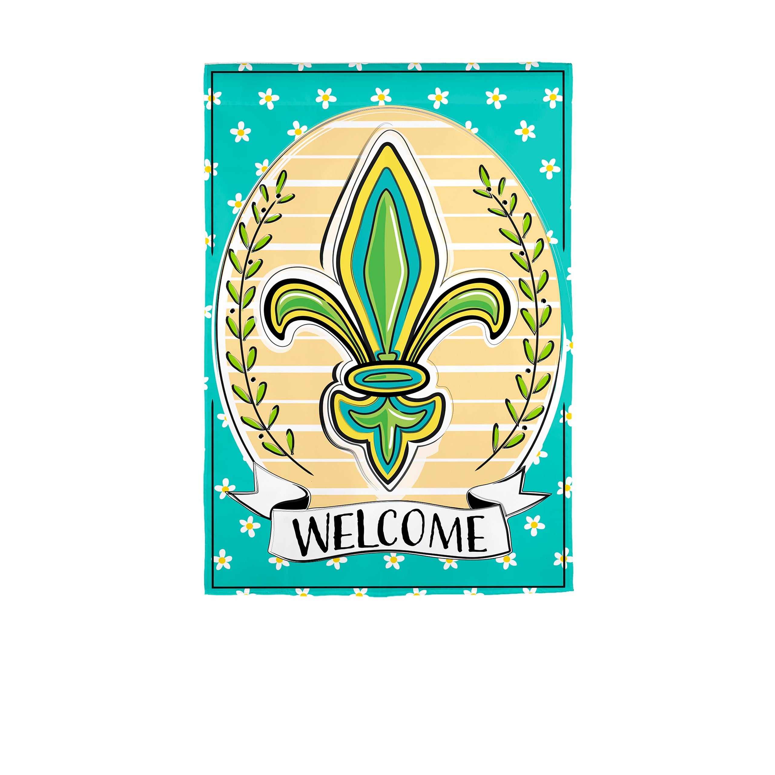 Fleur De Lis Welcome Applique House Flag