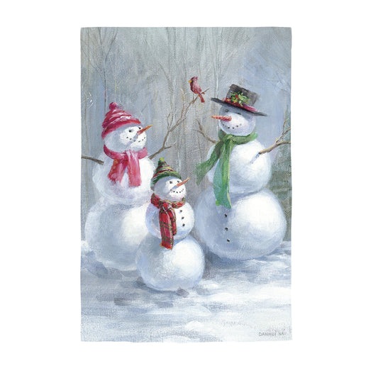 Snowman Family Lustre House Flag