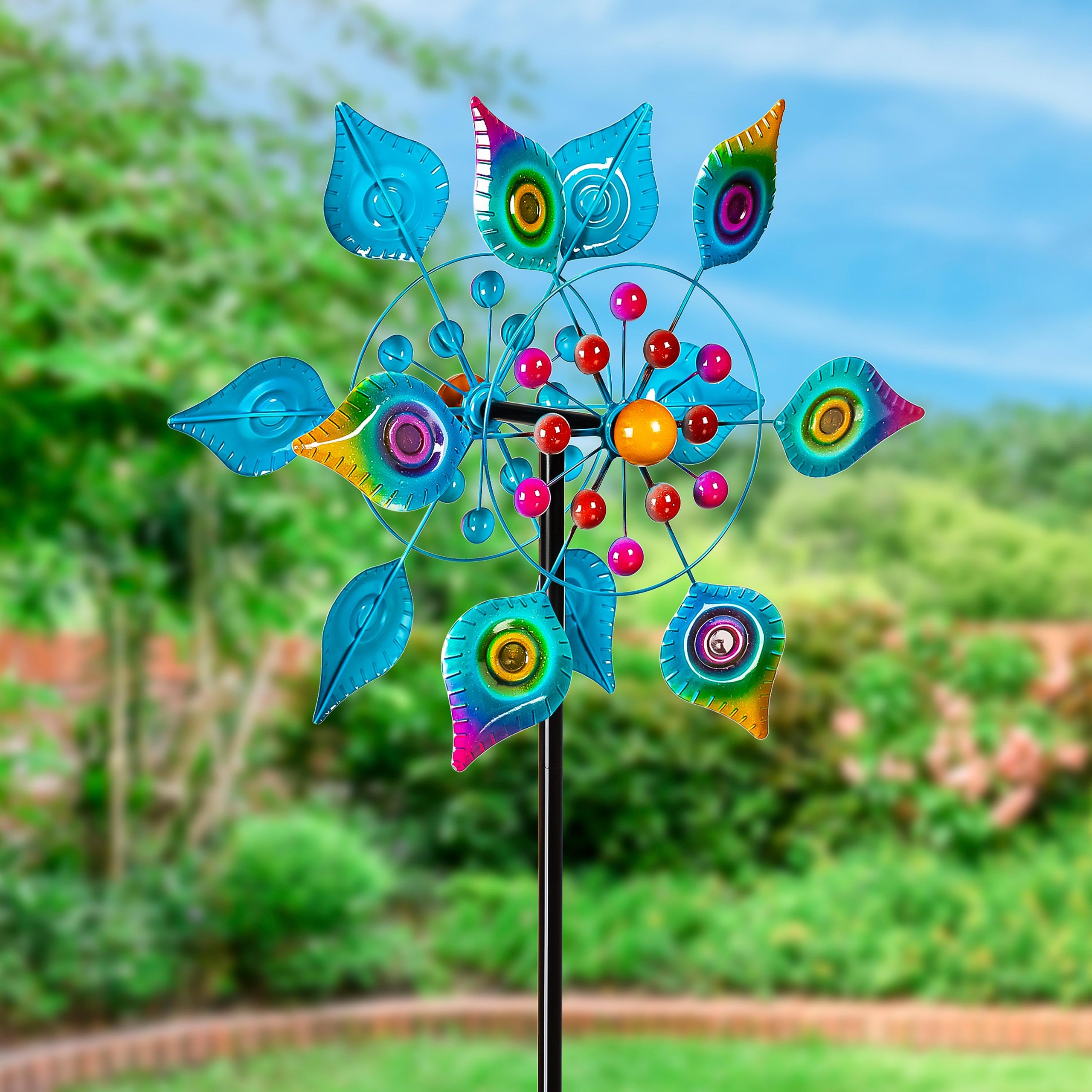 75"H Peacock Tail Wind Spinner