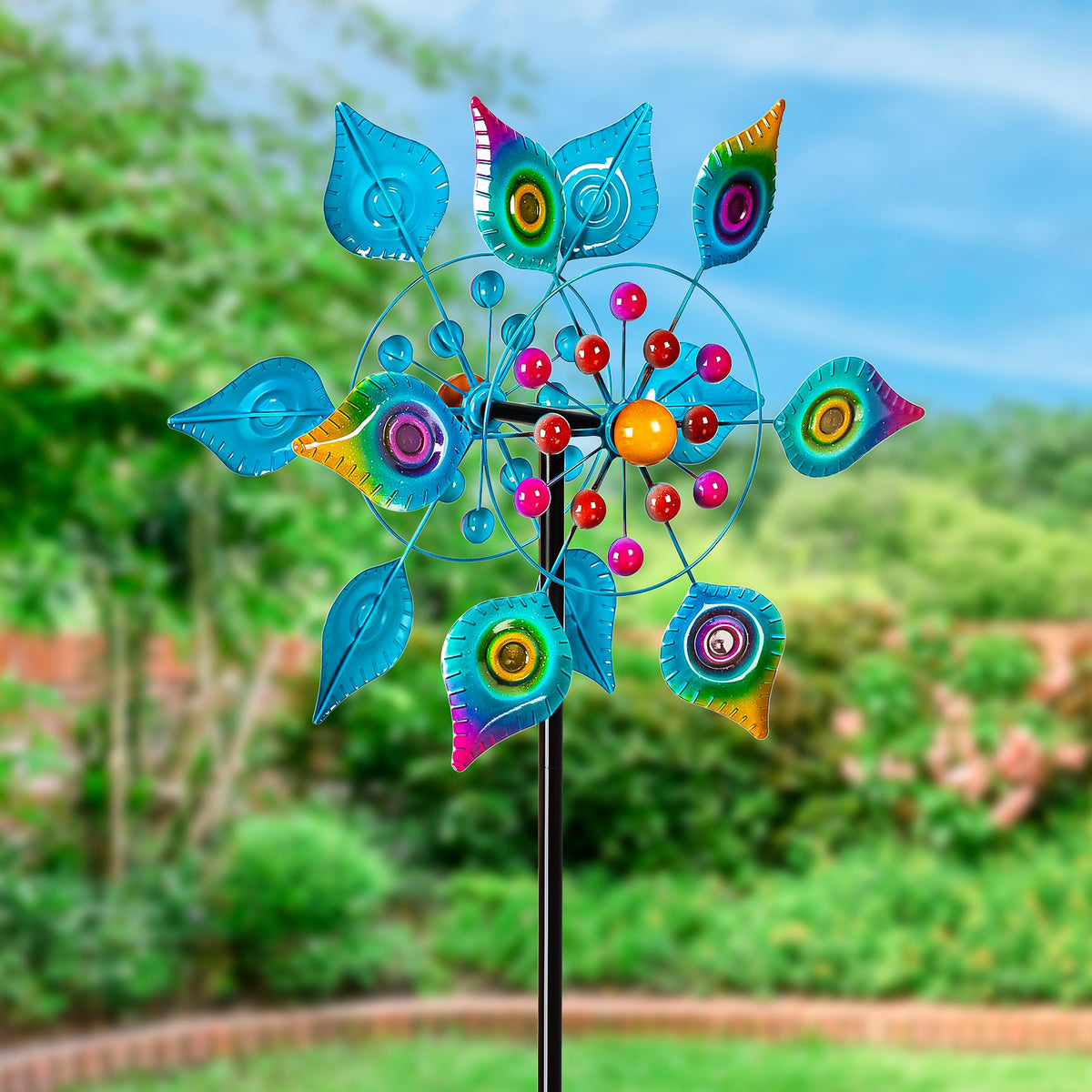 75"H Peacock Tail Wind Spinner