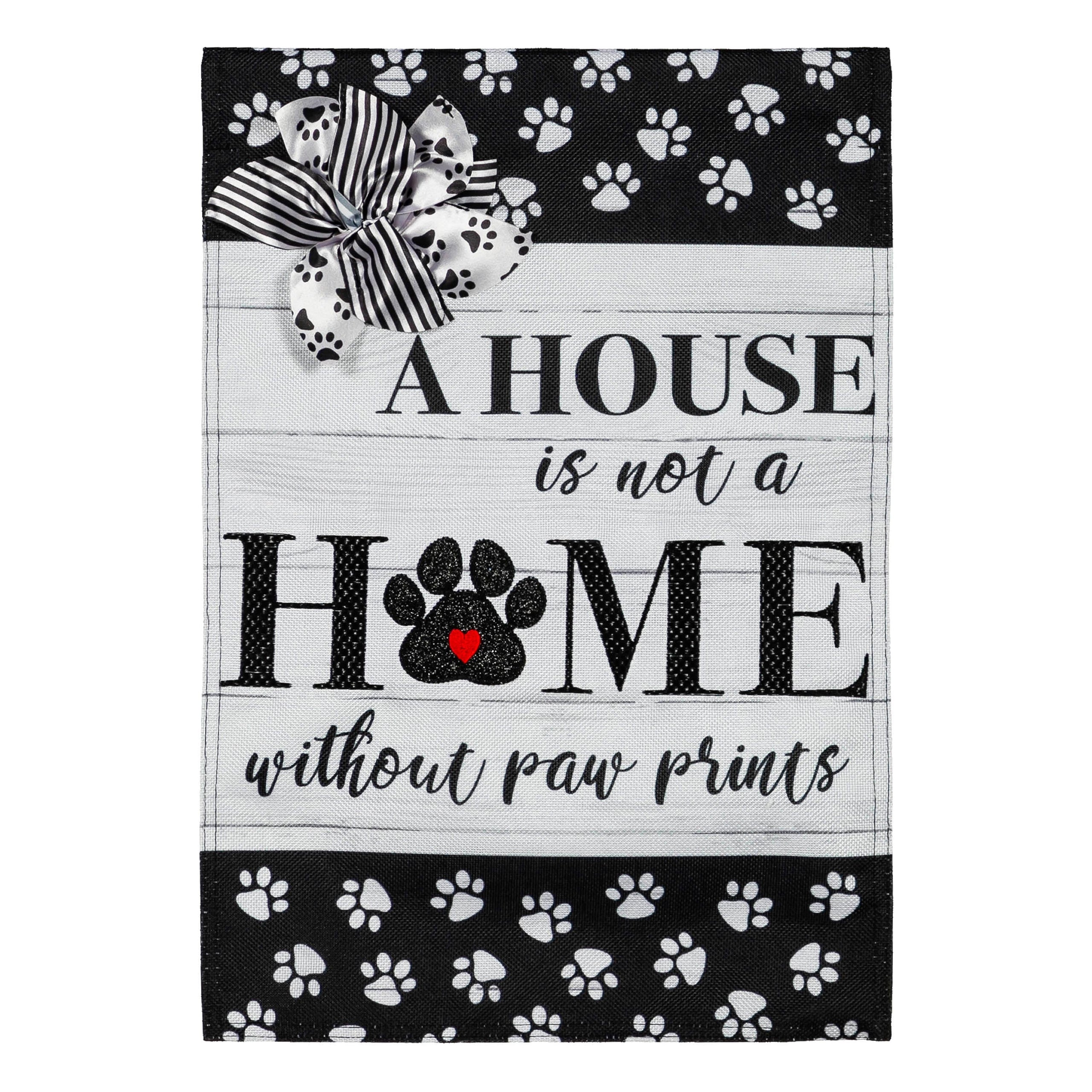 Paw Prints Burlap House Flag