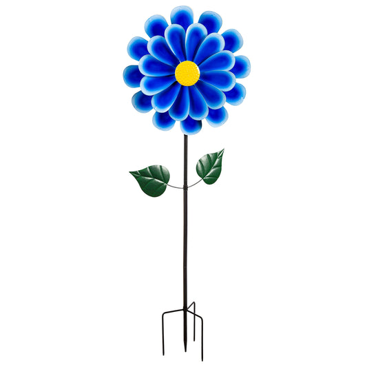 75"H Wind Spinnner, Blue Daisy