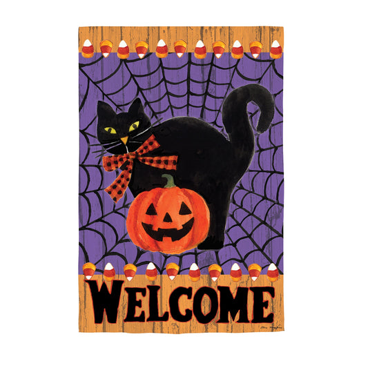 Black Cat Moire Garden Flag