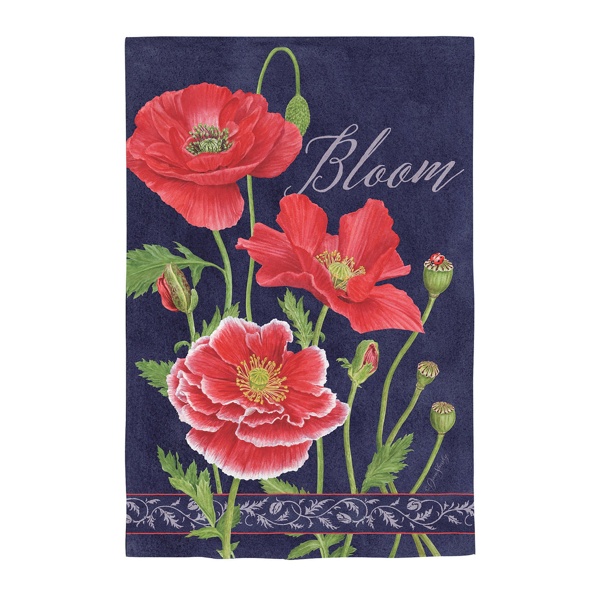 Red Poppies Bloom Suede House Flag