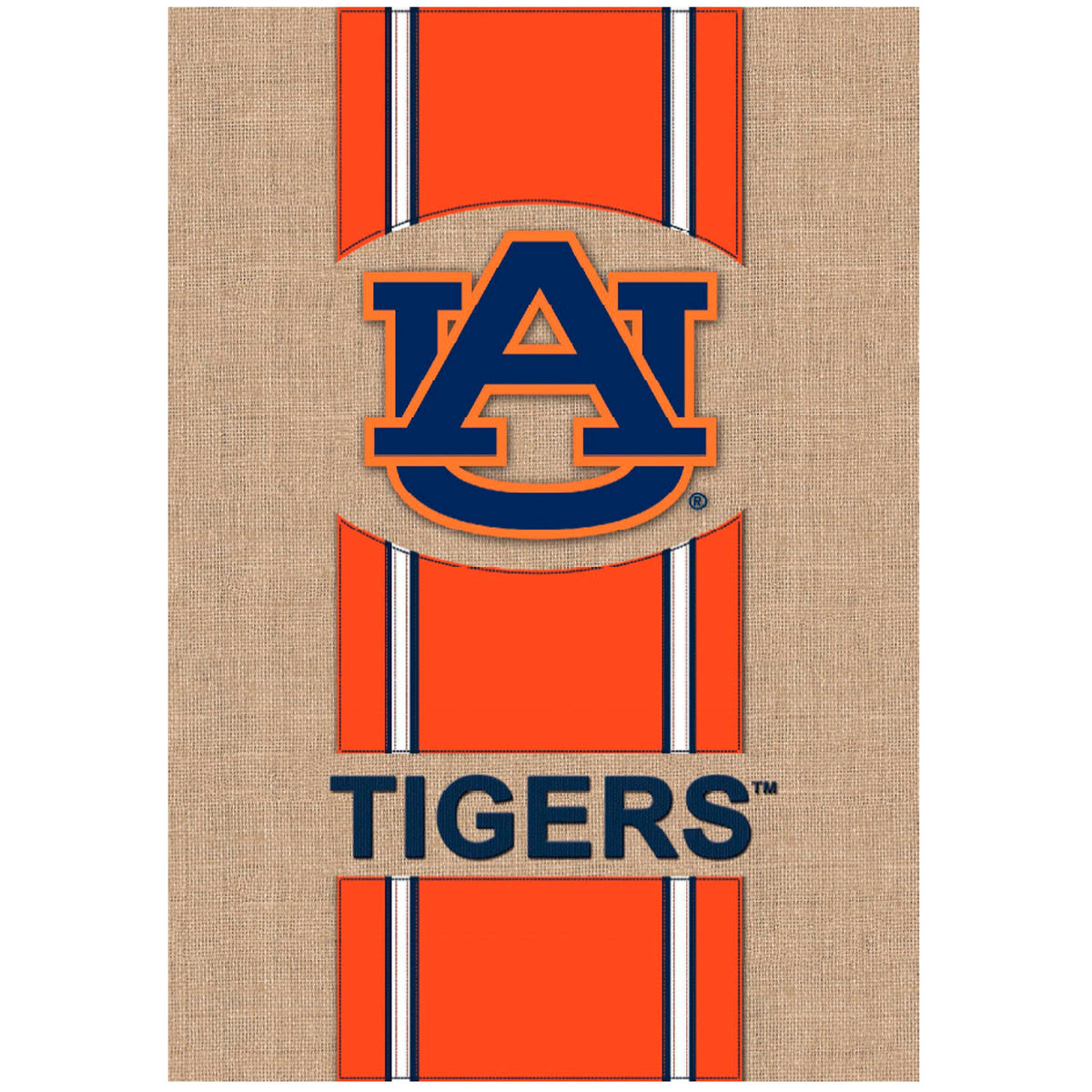 Auburn University Burlap Stripe Logo House Flag