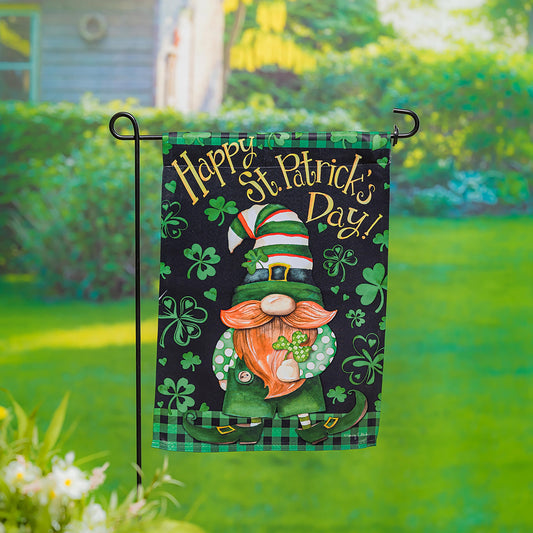 Lucky Gnome Garden Suede Flag
