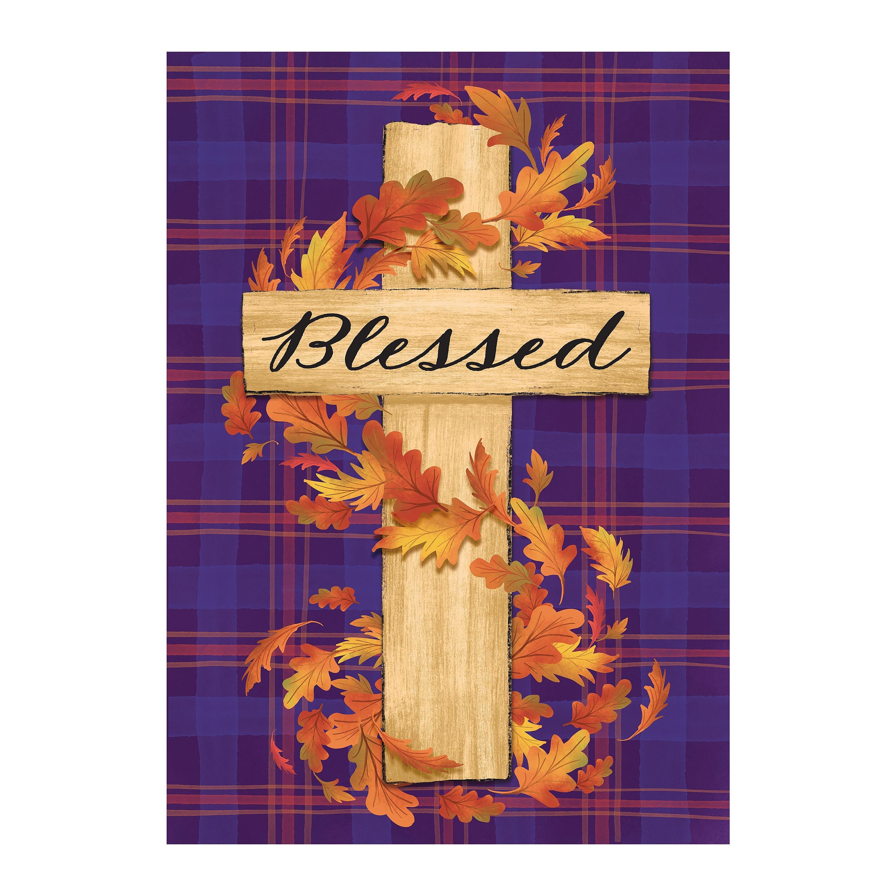 Blessed Cross Burlap Garden Flag