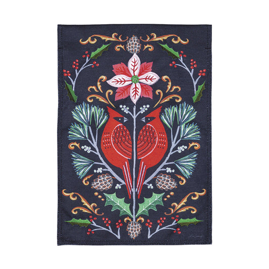 Cardinal Damask Burlap Garden Flag