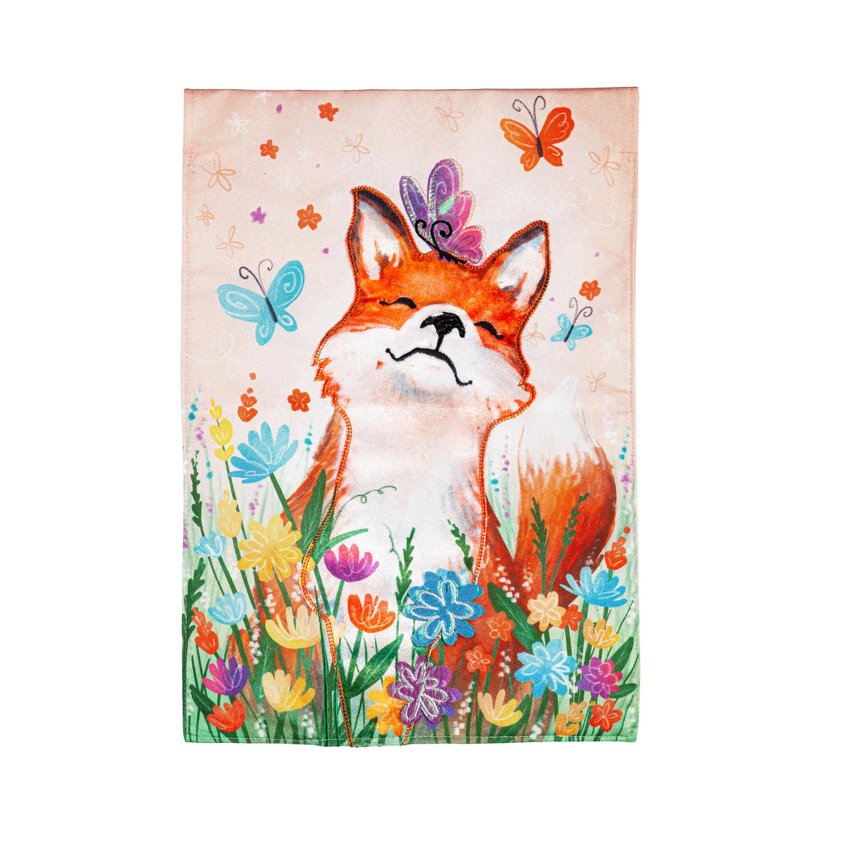 Fox and Wildflowers Linen Garden Flag