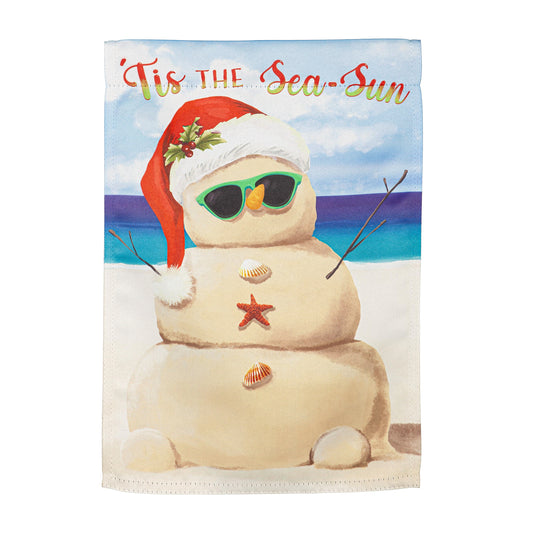 Sand Snowman Suede Garden Flag