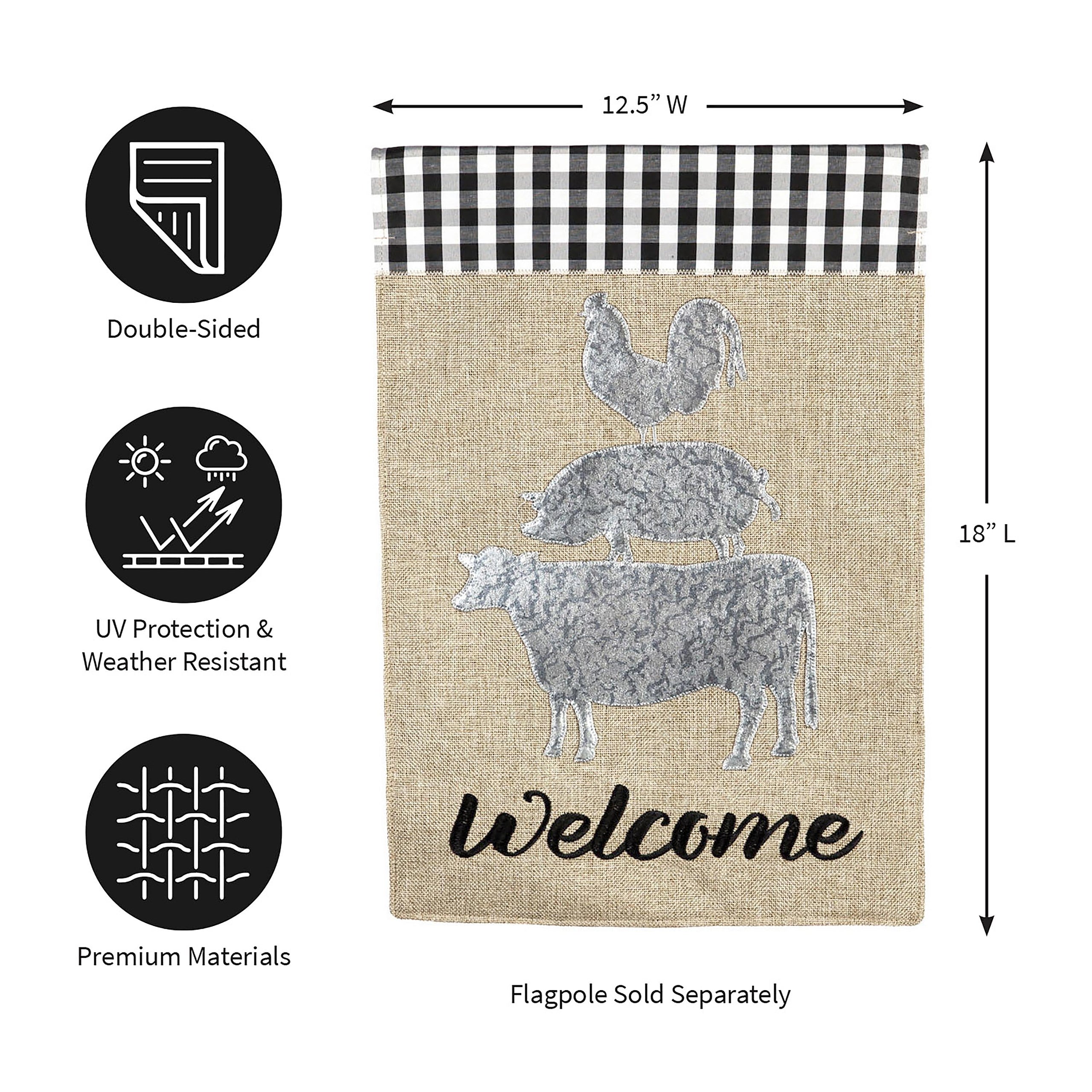 Galvanized Animal Stack Garden Burlap Flag