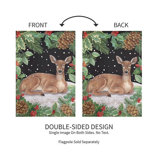 Woodland Peace on Earth Deer Suede Garden Flag
