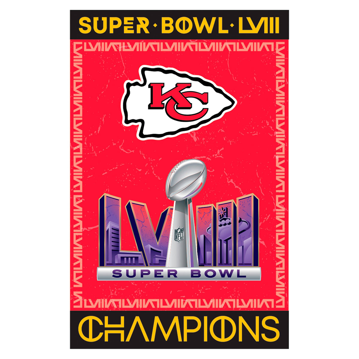 Kansas City Chiefs SB58 Champions Embossed Suede House Flag