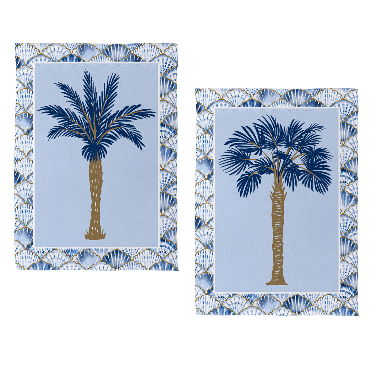 Blue Coastal Palm Trees Double Sided Suede House Flag