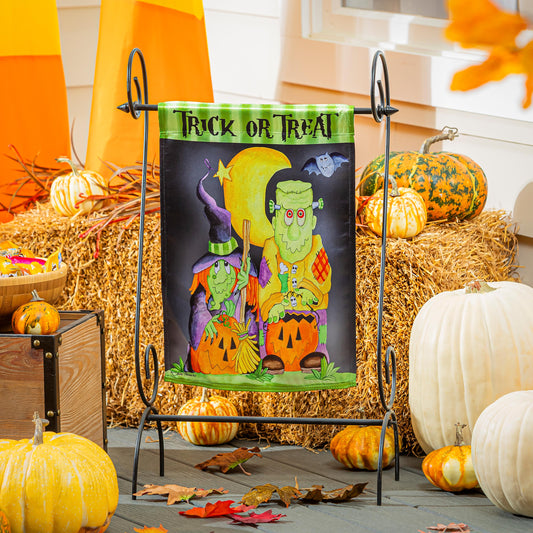 Scary Trick or Treat Lustre Garden Flag