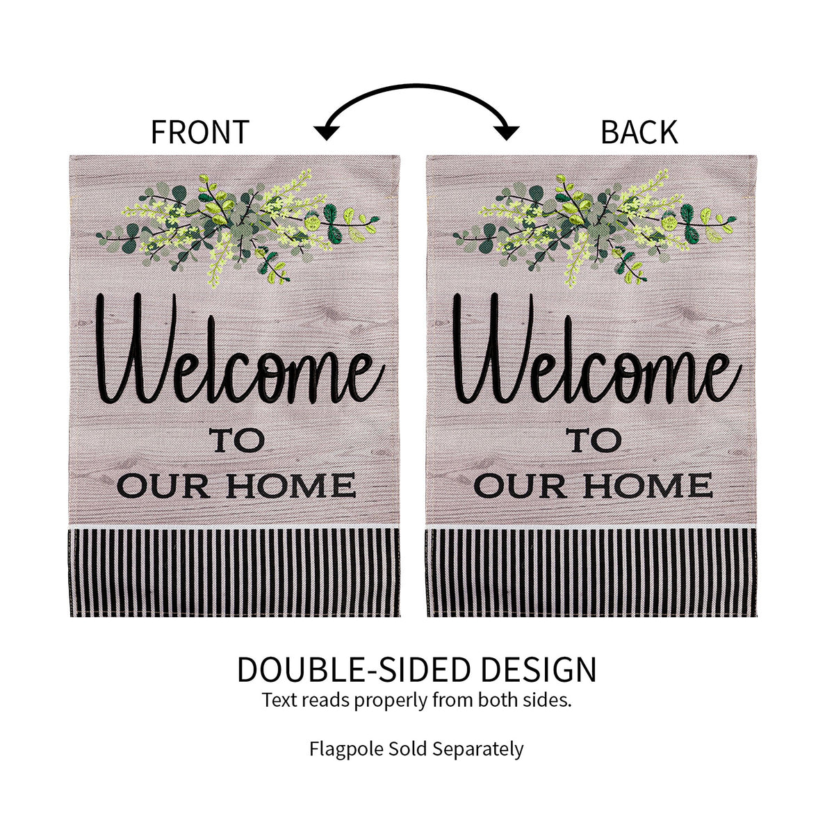 Wood Grain Welcome Garden Burlap Flag